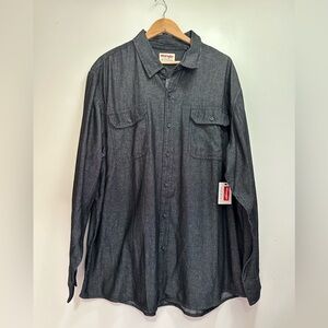 Wrangler Authentic Men’s Western Dark Grey Denim
Button Casual Shirt Size 2XL